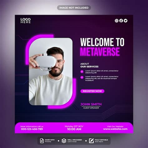 Premium Psd Welcome To Metaverse Social Media Post Template