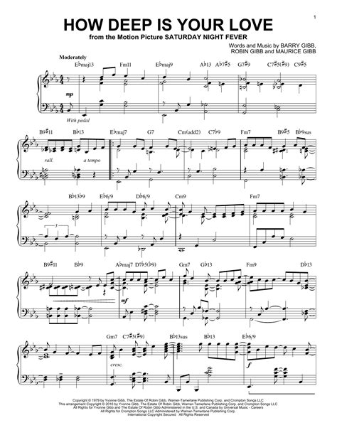 How Deep Is Your Love By The Bee Gees Sheet Music For Piano Solo At