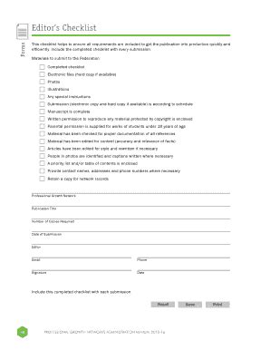 Fillable Online Editors Checklist Editors Checklist Fax Email Print