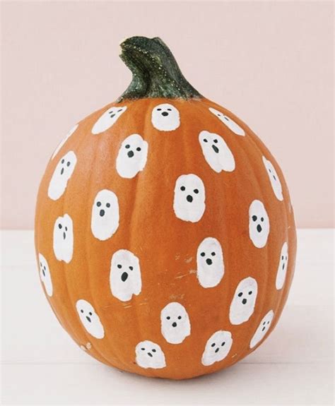 Easy Ghost Painted Pumpkin Fall Halloween Crafts Fall Halloween