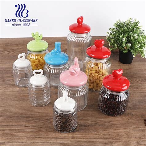 Clear Glass Storage Canister Jar With Airtight Ceramic Lid China