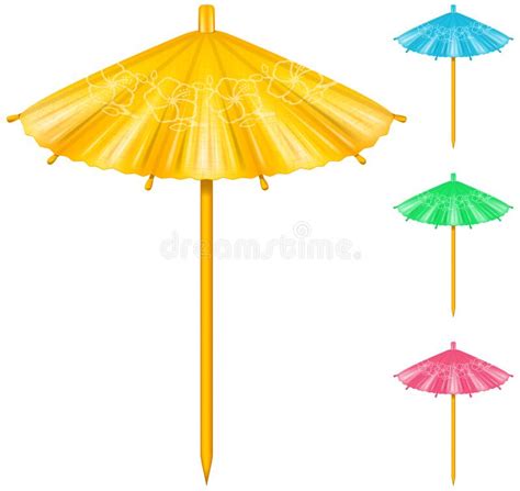 Cocktail Umbrella In Four Color Schemes Vector Illustration Stock