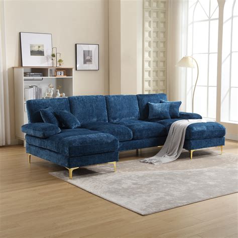 Modular Sectional Sofa With Ottomans U Shape Reversible 4 Seat Sofa