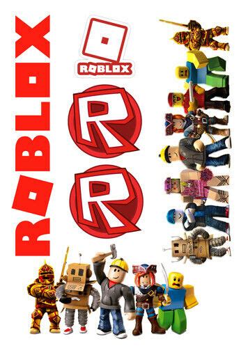 ROBLOX Logo Characters Set Decoration ICING WAFER Edible Cake Topper A4