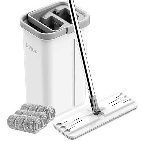 Buy Flat Floor Mop And Bucket Bosheng Self Wringing Microfiber Mop And Bucket Set With 3