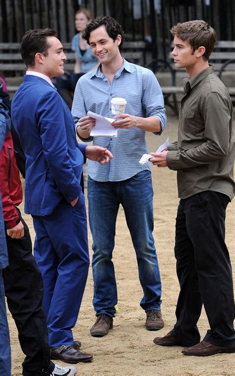 Ed Westwick Chace Crawford And Penn Badgley On The Set Of Gossip Girl August 16 Chuck