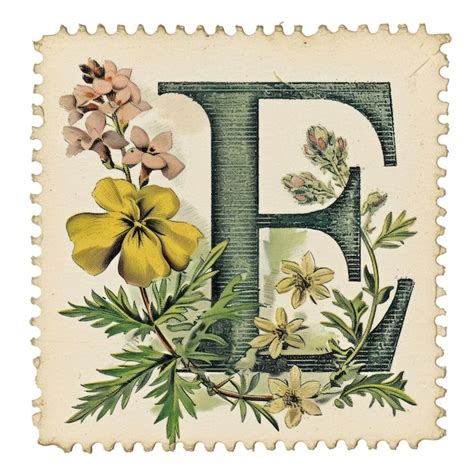 Vintage Alphabet E Postage Stamp Premium AI Generated Image