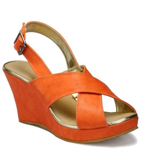 Nell Orange Wedges Sandals Price in India- Buy Nell Orange Wedges Sandals Online at Snapdeal