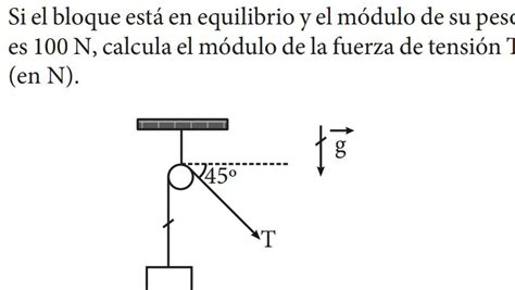 SOLVED Si el bloque está en equilibrio y el módulo de su pes es 100 N