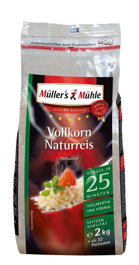 Müller s Mühle Vollkorn Naturreis Parboiled 2kg Amazon de