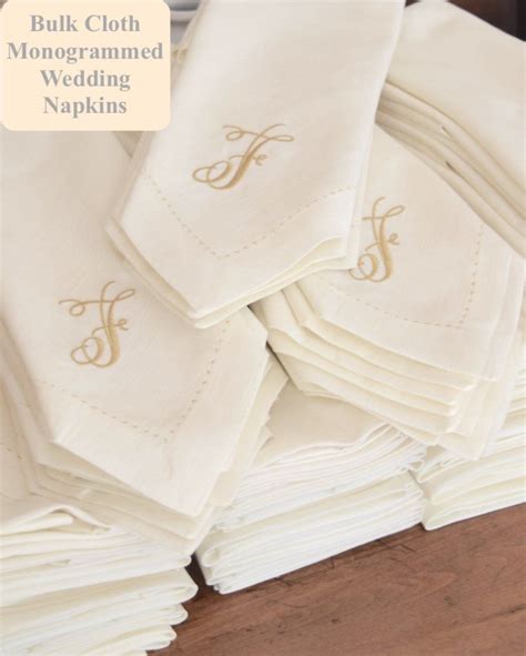 Bulk Monogrammed Wedding Napkins Set Of 50 Embroidered Cloth Dinner Napkins White Tulip