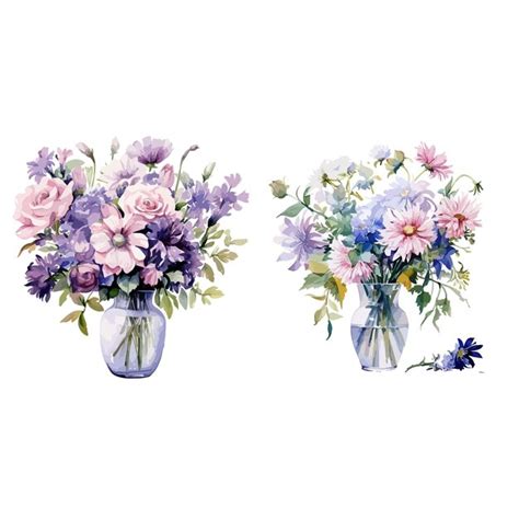 Vase Mit Blumen Aquarell Vektor Premium Vektor