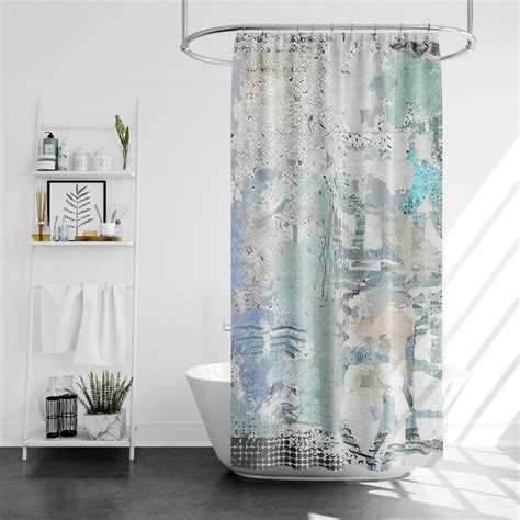 Blue On Blue Designer Shower Curtain Long Abstract Art Etsy De