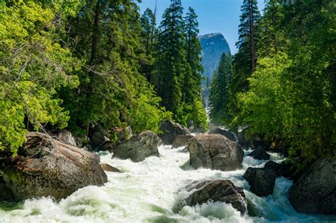 4K California Yosemite Falls Nature Rocks North America River