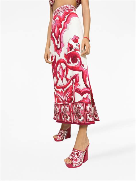 Dolce And Gabbana Majolica Print Maxi Skirt Farfetch