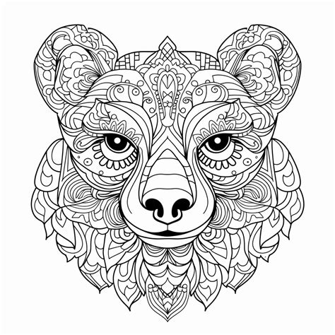 Relaxing Teddy Bear Mandala To Color Coloring Page