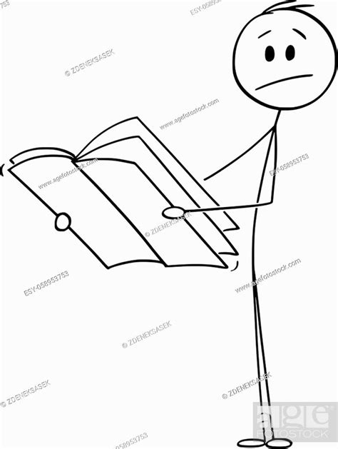 Vector Cartoon Stick Figure Drawing Conceptual Illustration Of Confused Or Shocked Man Reading