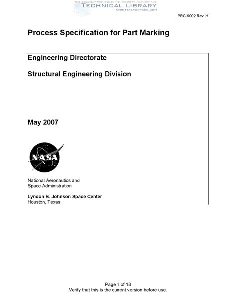 NASA PRC 9002H Process Specification For Part Making Abbott Aerospace