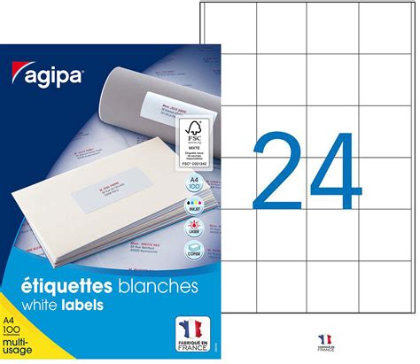 Apli Agipa 2400 Étiquettes adhésives blanches multi usages 50 x 50