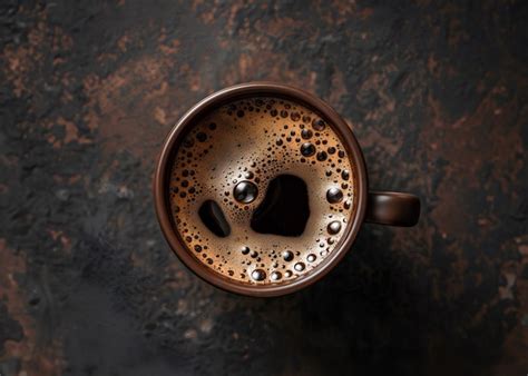 Hot Coffee Mug Top Down Shot In Rustic Backgroun Premium AI Generated