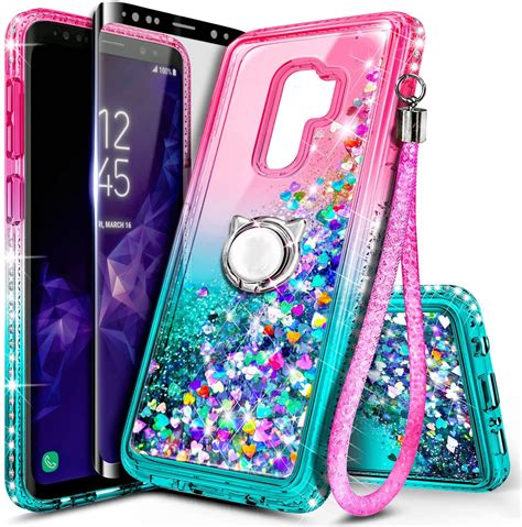 Nagebee Case For Samsung Galaxy S9 With Screen Protector 3d Curved Full Coverage Glitter