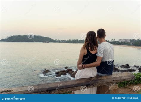 Young Couple Looking At The Mirissa Bay In Sri Lanka Stock Image