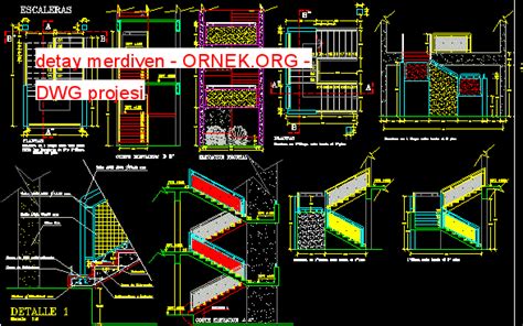 Detay Merdiven Dwg Projesi Autocad Projeler