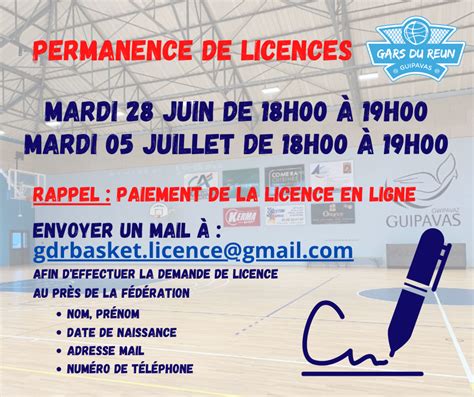 Inscriptions Licences Saison 20222023 Gars Du Reun Basket