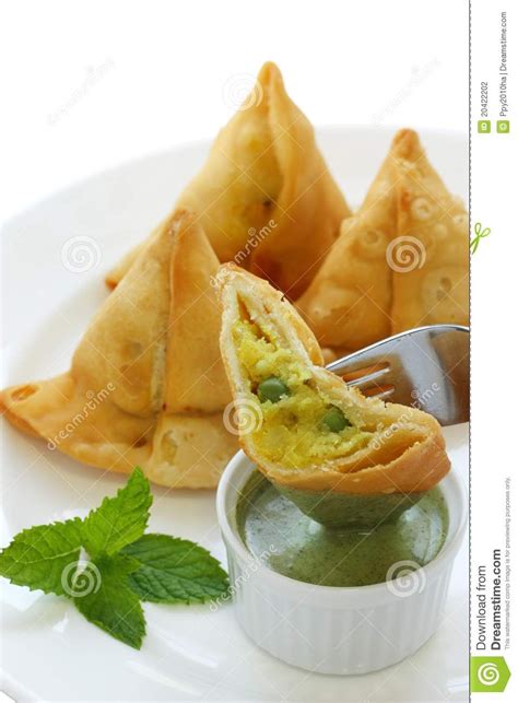 Samosa with mint chutney , indian food