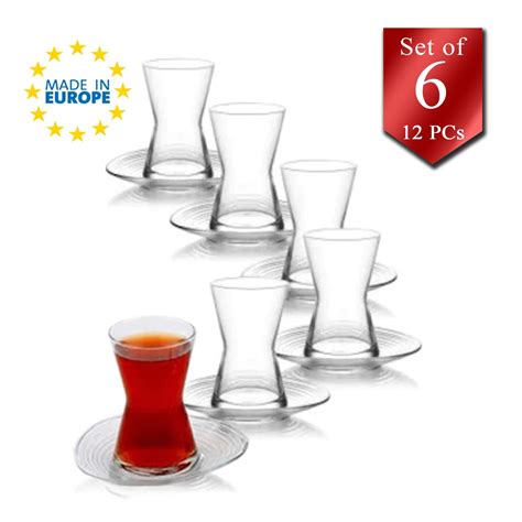 Lav Traditional Turkish Tea Glasses Set Of Pcs Authentic