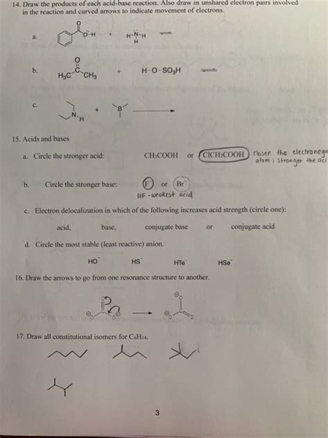 Solved 14 Draw The Products Of Each Acid Base Reaction Chegg