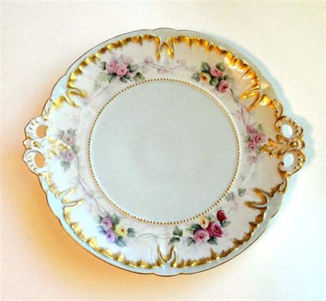 Antique C T Altwasser Germany Hand Painted Cake Plate Pink Roses On