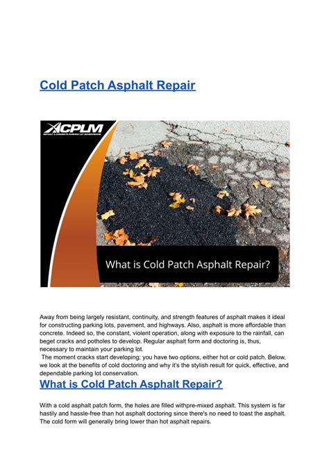 cold patch asphalt repair powerpoint