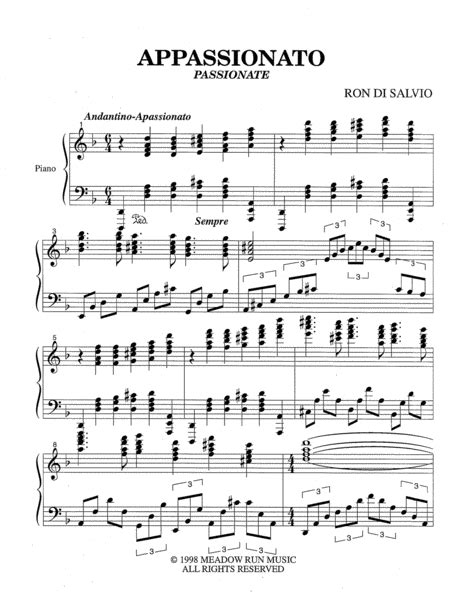 Appassionato Passionate Sheet Music Ron Di Salvio Piano Solo