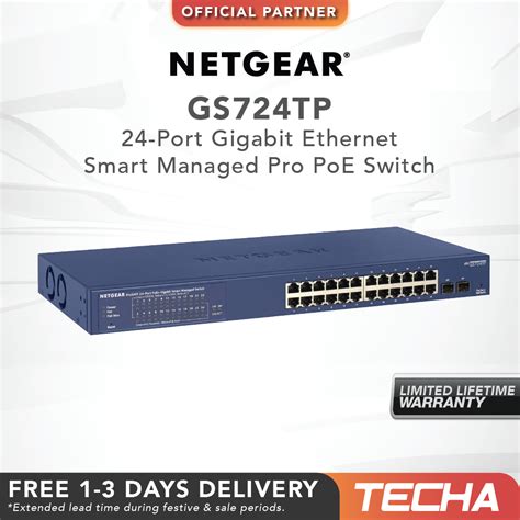 Netgear GS724TP 24 Port Gigabit Ethernet PoE Smart Switch With 2 SFP