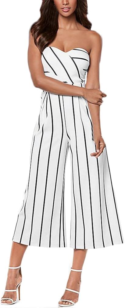 Jumpsuit Damen Elegant Sommer Gestreifter Overalls Rmellos Bandeau