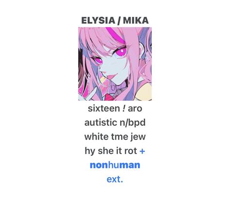 An Anime Character With Pink Hair And Purple Eyes Text Reads Elysia