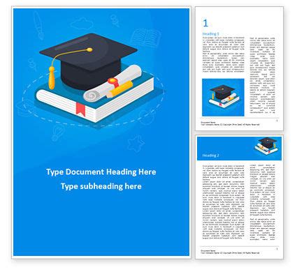 Graduation Cap with Diploma and Book Word Template 15563 ...