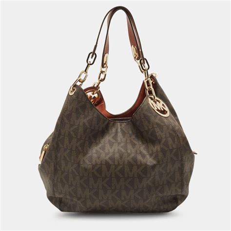 MICHAEL Michael Kors Dark Brown Signature Coated Canvas And Leather