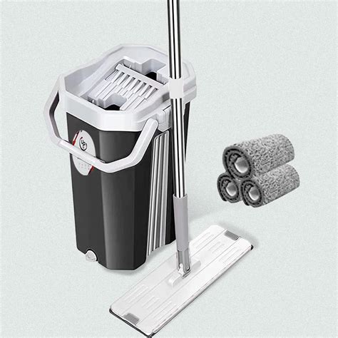 U P C Hands Free Squeeze Microfiber Flat Spin Mop System Flexible