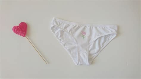 Pink Rose Panties Hand Embroidered Panties White Cotton Underwear Hand Embroidered Rose Funny