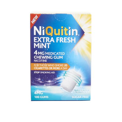 NiQuitin Extra Fresh Mint Chewing Gum 4mg 100 Pieces Wilko