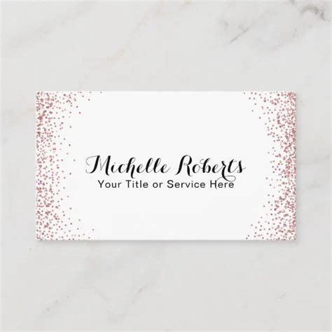 Minimalist Modern Rose Gold Confetti Business Card | Zazzle