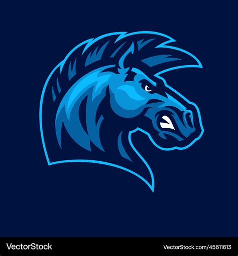 Blue head mustang horse mascot logo Royalty Free Vector