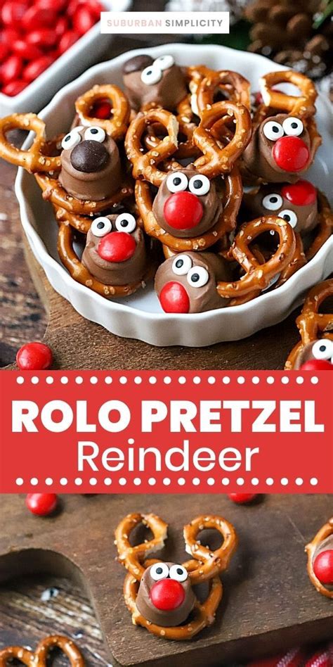 Easy Rolo Pretzel Reindeer Recipe Holiday Pretzel Treats Christmas