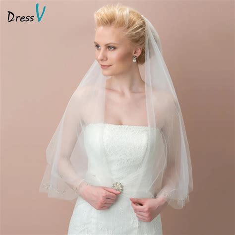 Aliexpress.com : Buy Dressv ivory mesh wedding veil tulle beads elbow ...