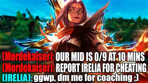 Make Enemy Laner Go 09 In 13 Minutes With Irelia Midlane Youtube