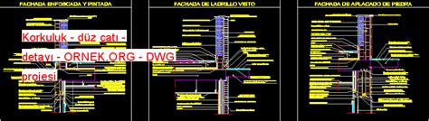 Proje Sitesi Korkuluk düz çatı detayı Autocad Projesi