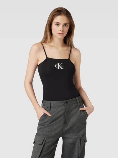 Calvin Klein Jeans Body Met Labelprint In Zwart Online Kopen P C