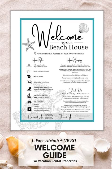 Page Welcome Book Airbnb Beach Airbnb Welcome Sign Greeting Card